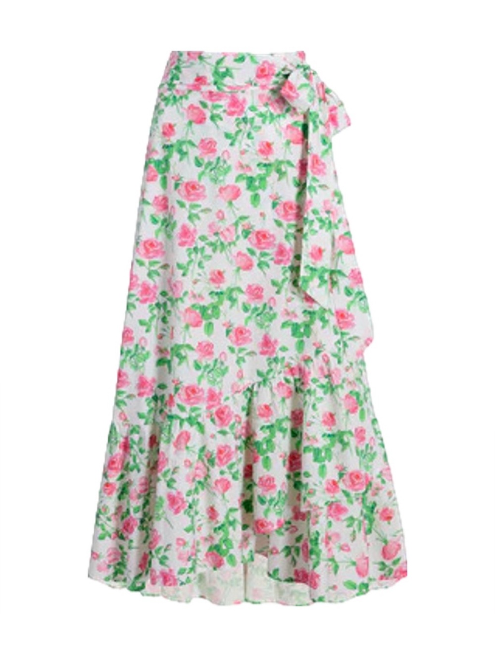 Hill House Floral Pink and Green Wrap Maxi Skirt